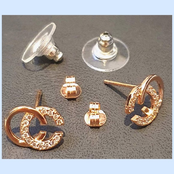 Stunning CC 18K Rose Gold Plated Earrings - Picture 1 of 7